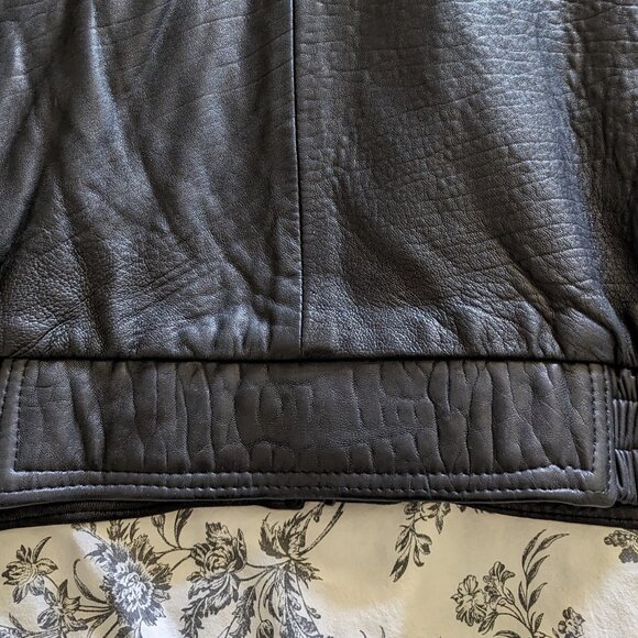 Black Leather Bomber Jacket - Picture 5 of 16